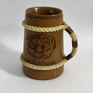 Vintage Missouri Wooden Mug Cup (Mizzou) Made In USA Stein Rustic Columbia MO